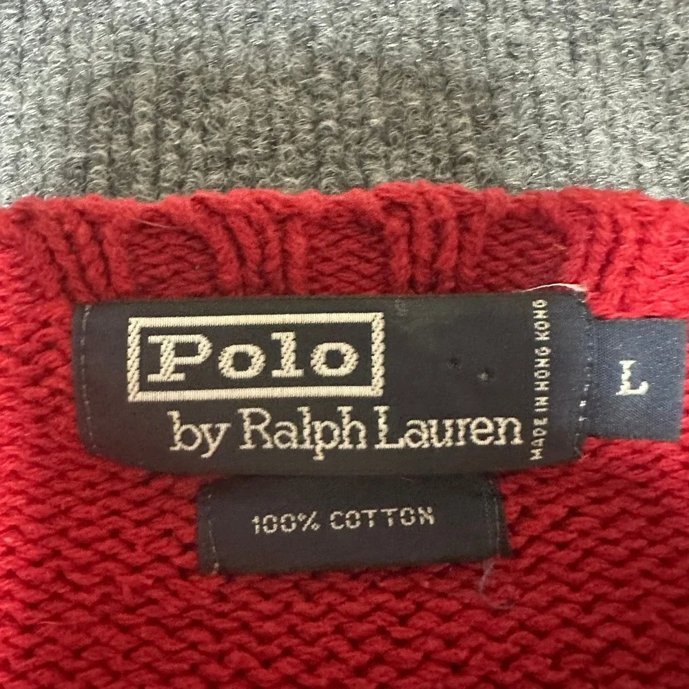 Polo Ralph Lauren Mens Red Cotton Knit Crewneck Sweater Large Pony Logo